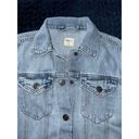 Gap  Women's Blue Denim Jacket Dark Wash Matte Distressed Size Xsmall Photo 3