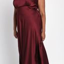 Lulus Classic Elegance Wine Satin Sleeveless Mock Neck Maxi Dress Photo 0