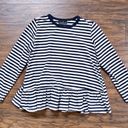 Tuckernuck  Pomander Place • Perrie Top navy striped swing ruffle peplum tee Photo 1