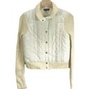 BCBGMAXAZRIA BCBG Cream Quilted Bomber Jacket size M knit arms snap buttons Photo 0