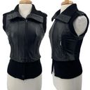 BCBGMAXAZRIA  Viggo Lamb Leather Vest Mixed Media Rib Knit Wool Black Womens XS Photo 1