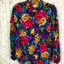 At Last Vintage 1991  floral button front blouse size medium Photo 0