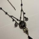 Cookie Lee Signed  Gold Tone Costume Necklace Black / Grey Bead / Rhinestone Photo 2