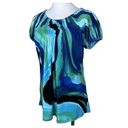 Style & Co Women's Blue Marbled Pattern Sleeveless Blouse Shirt Size SMALL Photo 2