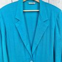 American Vintage  80's Daily Habit Linen Blend Blue Blazer SIZE 11 LARGE Oversize Photo 2