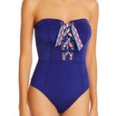 Trina Turk New.  navy bandeau lace front swimsuit. Size 4. Retails $149 Photo 4