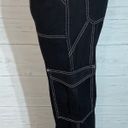 Black cargo pants white contrast stitching womens size S Photo 2