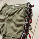 ZARA  Green Woven Embroidered Tassel Shorts Size 4 Photo 3