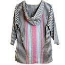 Tommy Bahama  Passion Lovely Lanes Baja Linen Blend Hoodie Size XS Pink Blue Photo 4