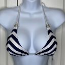 Relleciga NWT  Triangle Bikini Top Only Navy Blue White With Gold Hardware XL Photo 1