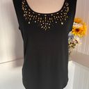 Karen Scott Black Scooped Embellished Sleeveless Top Photo 0