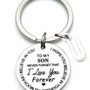 To My Son U Letters Keychain DIY Car Stainless Steel Keyring Accessories Jewelry Photo 0