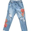 Cello  Embroidered Rose Floral Distressed High Waisted Jeans Frayed Hem Size 5 Photo 1