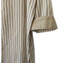 kim rogers  Tan & White Stripe Button Up Top Women's 16 Cuff Hems Photo 4