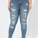 Torrid  Plus Size Bombshell Skinny Premium Stretch High Rise Destructed Jean 14 R Photo 0