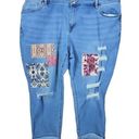 Lane Bryant  Jeans Womens 22P Boho Patchwork Flex Magic Waist Mid-Rise Boyfriend Photo 0