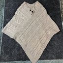 Irish "Carraig donn" Poncho Merino Wool One Size Beige Aran Knit Crochet Cape Photo 9