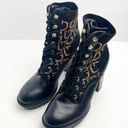 Guess  Larya Black Logo Lace Up Chunky Heel Platform Lug Sole Ankle Boot Size 7.5 Photo 10