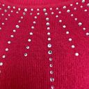 Laura Scott Red Long Sleeve Pullover Knit Soft Sweater Rhinestone Detail Women’s S Photo 3