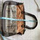 The Sak  Two Way Tote Large Handbag 100% Leather Brown Snake Pattern Photo 48