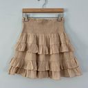 Free The Roses Tan Tiered Smocked Skirt Photo 1