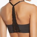 Krass&co True & . Triangle Lace Racerback Bralette: Black/Light Pink Photo 3