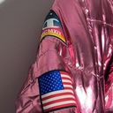 Champion NWT  Pink Metallic Zip-Front Puffer Coat NASA Patches Unisex Size M Photo 5