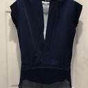 Ro & De  Navy Blue Blouse Sheer V Wrap Open Back Size S Women’s Photo 6