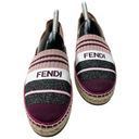 Fendi  Striped Glitter Accent Espadrilles EU 39 US 9 Pink Black Knit Flat Shoes Photo 3