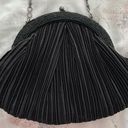 Vintage Carlo Fellini black beaded pleated metal chain clutch handbag, size 6x7 Photo 15