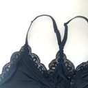 Aerie Black Satin Lace Trim Triangle Racerback Unlined Bralette Photo 2