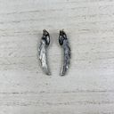 Boutique 💕 Silver Tone Angel Wing Earrings Brushed Pewter Black Bird Wings Photo 6