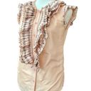 Oscar de la Renta  Pink Silk Ruffle Blouse, Size 2/4 Photo 3