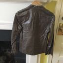 Banana Republic Vintage Leather Jacket Blazer Y2K Brown/Green - Size 4 Photo 2