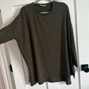 Zenana  Women's M Long Sleeve High Low Blouse Solid Dark Olive Relaxed Fit Flowy Photo 1