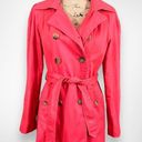 st. john's bay  Women's Red Double-Breasted Belted Trench Coat Small | EUC Photo 0