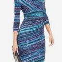 Anne Klein  Aqua & Purple Printed Cowl Neck Sheath Dress Size 12 Photo 1