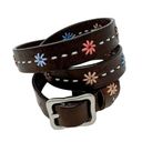 Dockers  vintage 90s Y2K floral embroidered brown leather belt size medium M Photo 0