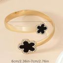 Twisted 18k Gold plated Lucky Flower Geometric  Cuff Bangle Photo 2