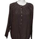 Ted Baker  Womens Black Silk  Blouse Long Sleeve Front Buttons Smocked Size 2/US6 Photo 0