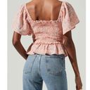 ASTR NEW   The Label Flutter Sleeve Smocked Top Clay Multi Floral Photo 3