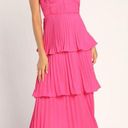 Lulus cascading crush hot pink tiered bustier midi dress Photo 0