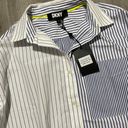 DKNY Bottom Down Blue And White Stripe Shirt  Photo 3