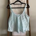 Oscar de la Renta pink label floral embroidered baby blue statin tank top Photo 1