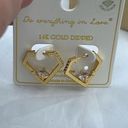 Do Everything In Love NWT 14K gold plated diamond shaped pave’ CZ earring Photo 6