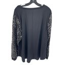 Lane Bryant  Womens Pullover blouse shirt Embroidered Metallic sequins Black Size Photo 3