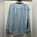 LC Lauren Conrad  Shirt Womens L  Puff Sleeve Lightweight Denim Blouse Top Blue Photo 1