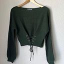 SEEK the Label Olive Green Corset Lace Up Sweater Photo 0