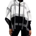 Anne Klein NEW  Cape Poncho Sweater, Turtleneck Plaid B/W Size L, NIB Retail $149 Photo 0