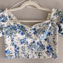 Mango  | Puff Sleeve Corset Detail Crop Top in Floral | Size: 4 Photo 5